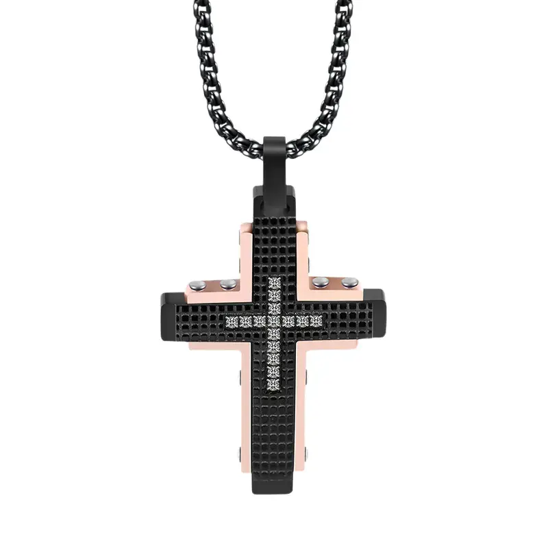 Titanium Steel Cross Necklace for Men - Trendy Non-Fading Stainless Pendant