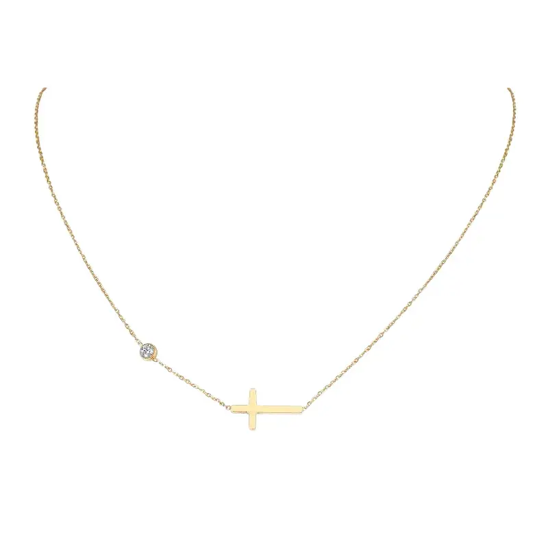 Classic Cross Necklace - Sleek Gold Plated Titanium Steel Finish