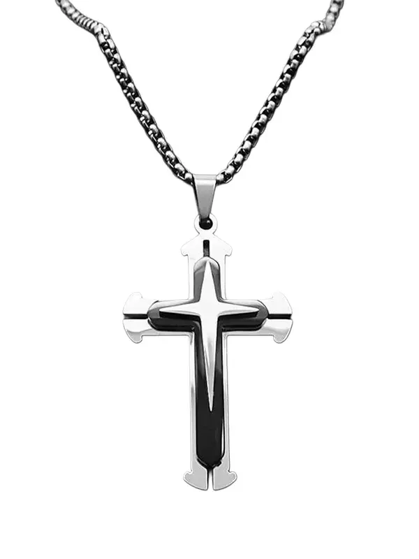Hip-Hop Streetwear Cross Pendant Necklace - 304 Stainless Steel Jewelry